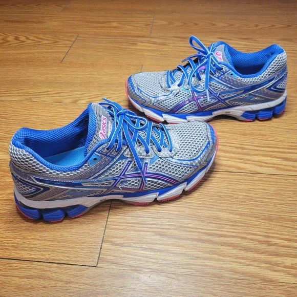 Asics Women's GT-1000 Running Sneakers Size 8.5 Silver/Blue/Pink - Picture 6 of 11